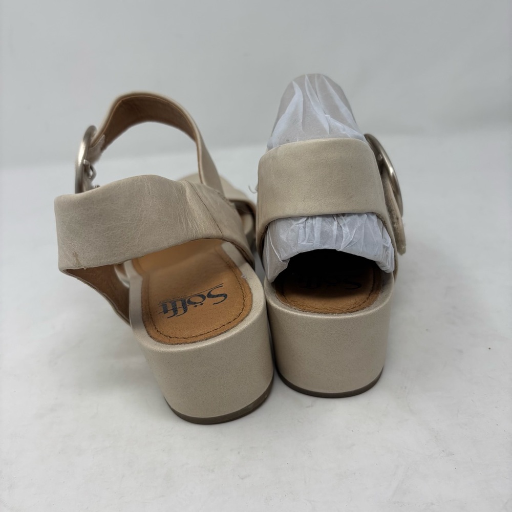 NEW Sofft Vaya Beige Cream Wedge Leather Sandals Size 8.5 - Picture 5 of 7